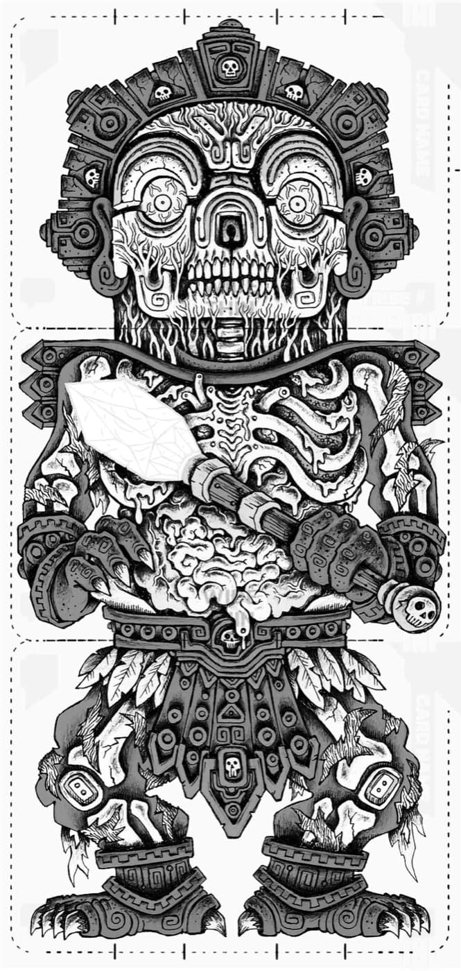Death god character on the template, scepter held entirely within the torso card