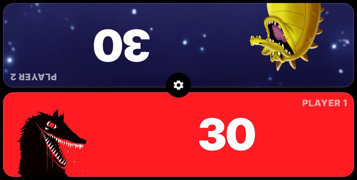 The Exquisite life tracker app: a two-player game at 30 each